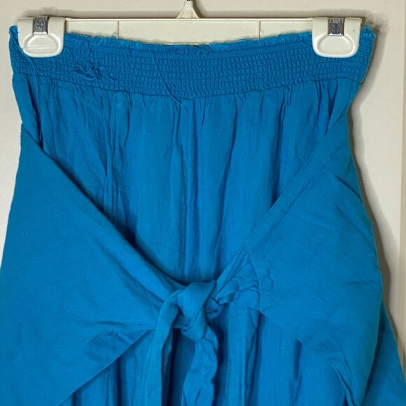 Free People Women’s S Blue Tie Front Harem Pants Smocked Waist Boho Festival - Picture 3 of 8